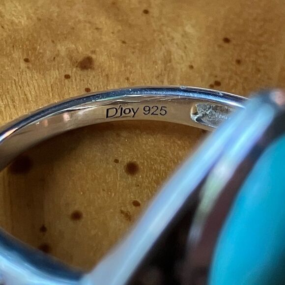 Natural Royston Turquoise Sterling Silver Heart Ring Size 9 - Picture 8 of 8